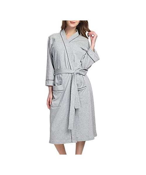 Robes Women Kimono Robe Spa Bathrobe Soft Cardigan Yukata Sleepwear Nightgown Pajamas - Grey - CX190LCSEK9