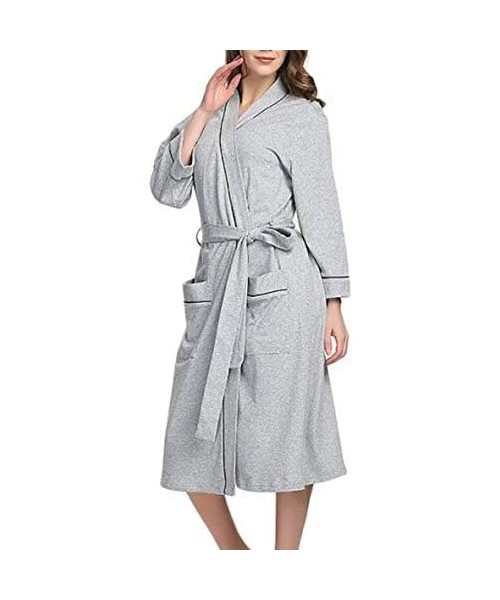 Robes Women Kimono Robe Spa Bathrobe Soft Cardigan Yukata Sleepwear Nightgown Pajamas - Grey - CX190LCSEK9