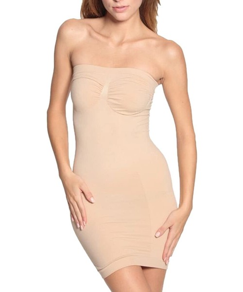 Shapewear Women Full Body Slip Shaper Slimming Slip Tube Dress Bodysuit - Nude - C112H3AKNLV
