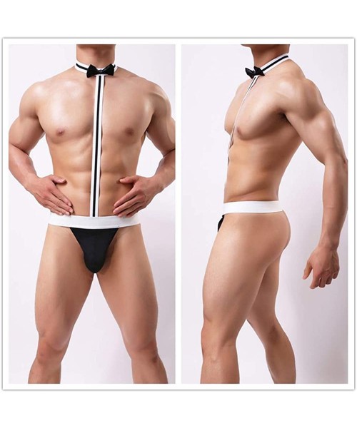 G-Strings & Thongs Men Sexy Pouch Thong Underwear Bow Tie Lingerie Briefs Jockstrap Leotard Jumpsuits Wrestling Singlet Bodys...