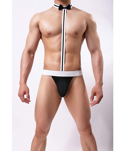 G-Strings & Thongs Men Sexy Pouch Thong Underwear Bow Tie Lingerie Briefs Jockstrap Leotard Jumpsuits Wrestling Singlet Bodys...