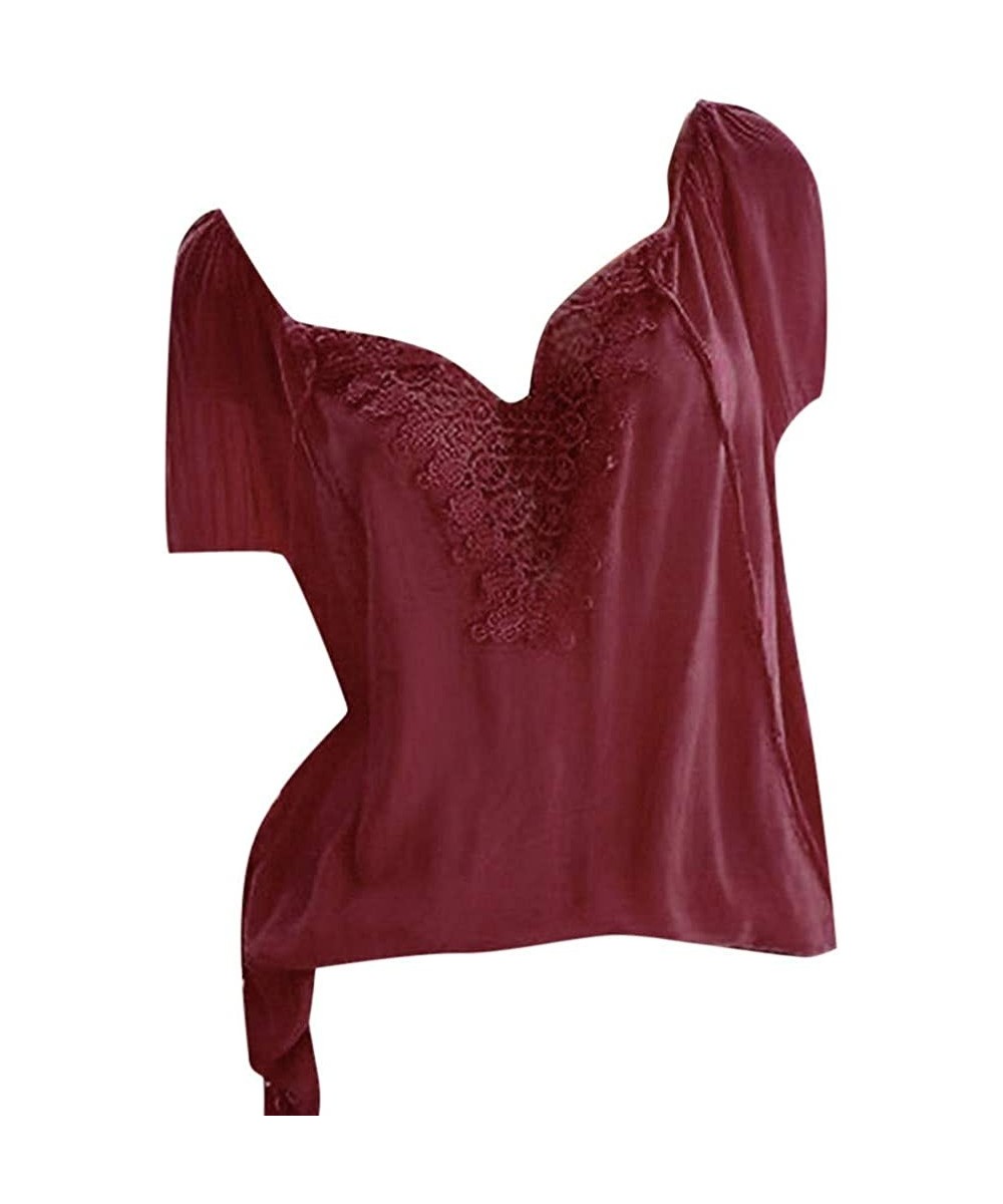 Thermal Underwear Blouse for Women Feather Print V-Neck Blouse Pullover Tops Plus Size Shirt - Z Wine - CF18SO5E5KI