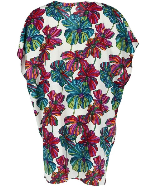 Nightgowns & Sleepshirts Women's Drawstring Hibiscus Print Caftan Gown - Multi - CY18QHC30ZH