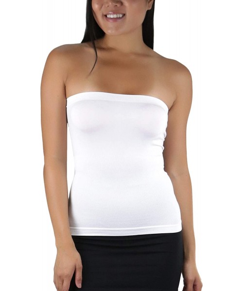 Camisoles & Tanks Women's Sexy Sleek & Slimming Layering Bandeau Strapless Tube Top - White - CB11E3ACT4T